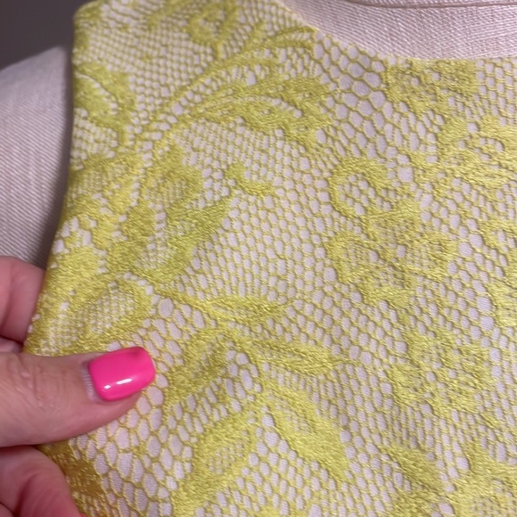 RIVER ISLAND woman’s NEON YELLOW floral LACE shift dress size 36 euro stretch - Picture 7 of 13